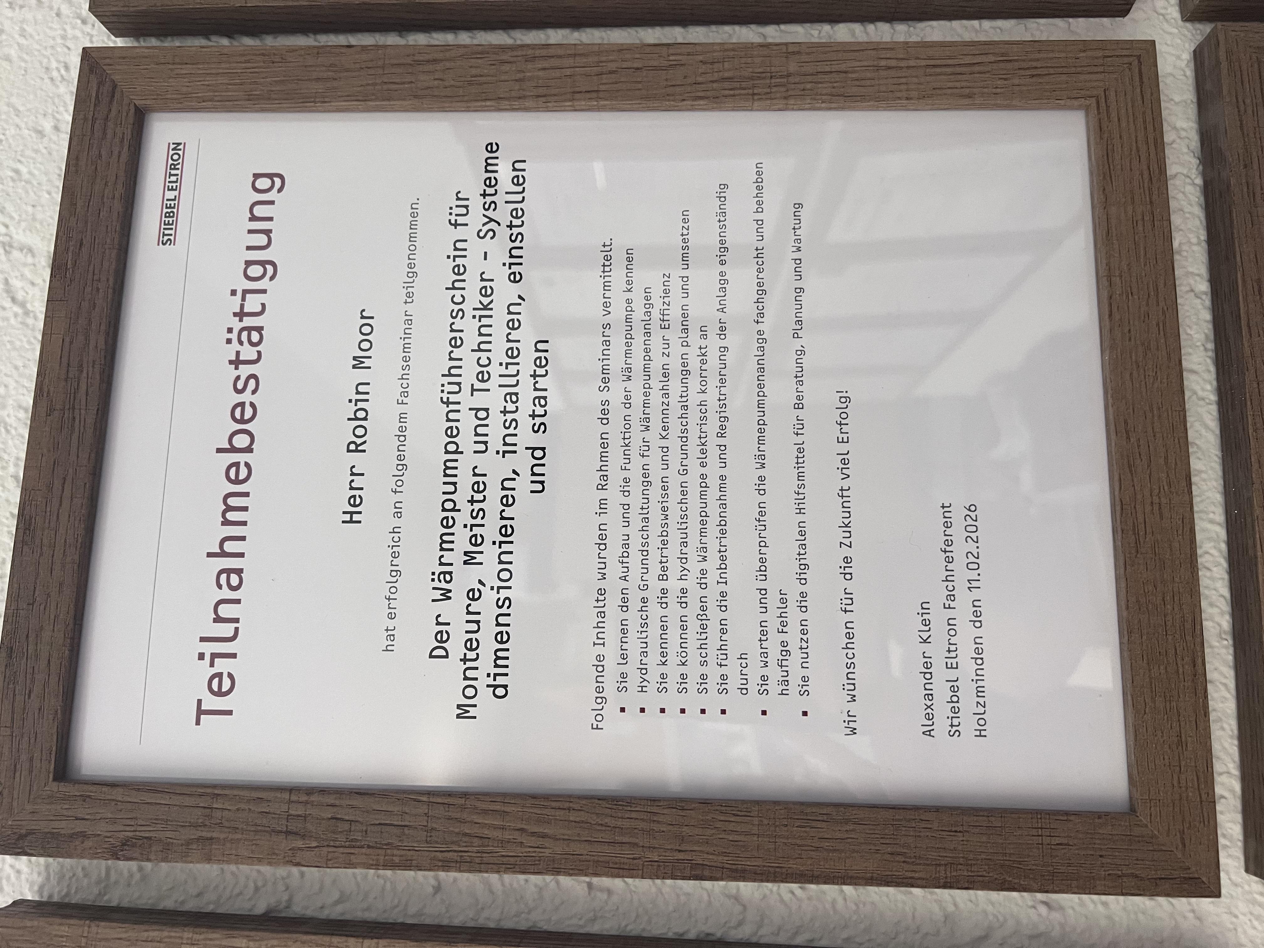 🌡️ Wärmepumpenführerschein erfolgreich in Holzminden absolviert